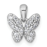 Sterling Silver Rhodium-plated Polished CZ Butterfly Pendant