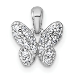 Sterling Silver Rhodium-plated Polished CZ Butterfly Pendant