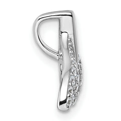 Sterling Silver Rhodium-plated CZ Whale Tail Pendant