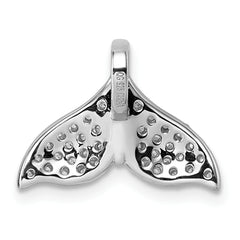 Sterling Silver Rhodium-plated CZ Whale Tail Pendant