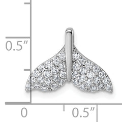 Sterling Silver Rhodium-plated CZ Whale Tail Pendant