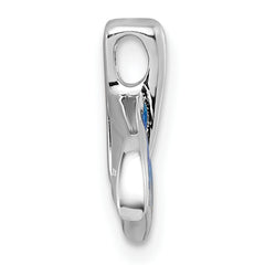 Sterling Silver Rhodium-plated Polished Lab Created Opal Whale Tail Chain Slide Pendant