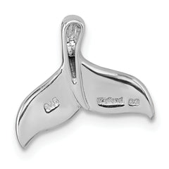 Sterling Silver Rhodium-plated Polished Lab Created Opal Whale Tail Chain Slide Pendant