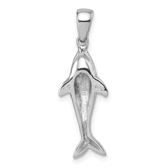Sterling Silver Rhodium-plated Polished Shark Pendant