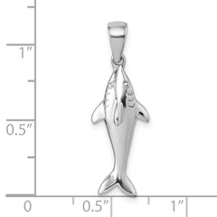Sterling Silver Rhodium-plated Polished Shark Pendant