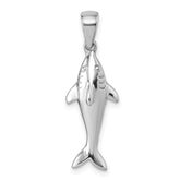Sterling Silver Rhodium-plated Polished Shark Pendant