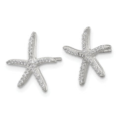 Sterling Silver Polished CZ Starfish Post Earrings