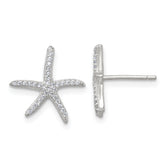 Sterling Silver Polished CZ Starfish Post Earrings