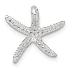 Sterling Silver Polished CZ Starfish Chain Slide Pendant