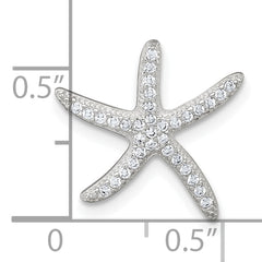 Sterling Silver Polished CZ Starfish Chain Slide Pendant