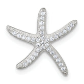 Sterling Silver Polished CZ Starfish Chain Slide Pendant