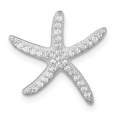 Sterling Silver Polished CZ Starfish Chain Slide Pendant