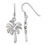 Sterling Silver Rhodium-plated Polished Mother of Pearl Palm Tree Dangle Shepherd Hook Earrings