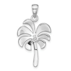 Sterling Silver Rhodium-plated Polished Mother of Pearl Palm Tree Pendant