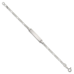 Sterling Silver Polished Figaro Link Childrens 6 Inch ID Bracelet