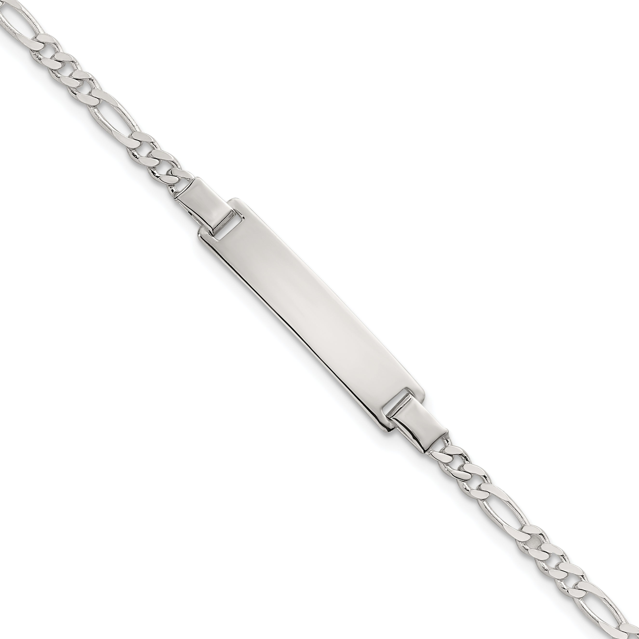 Sterling Silver Polished Figaro Link Childrens 6 Inch ID Bracelet