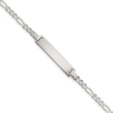 Sterling Silver Polished Figaro Link Childrens 6 Inch ID Bracelet
