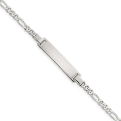 Sterling Silver Polished Figaro Link Childrens 6 Inch ID Bracelet