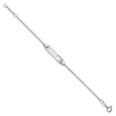 Sterling Silver Polished Cut-out Heart Box Link Childrens 5.5 inch with 0.5 inch Extension ID Bracelet