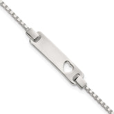 Sterling Silver Polished Cut-out Heart Box Link Childrens 5.5 inch with 0.5 inch Extension ID Bracelet