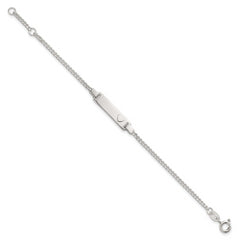 Sterling Silver Polished Raised Heart Curb Link Childrens 5.5 inch with 0.5 inch Extension ID Bracelet