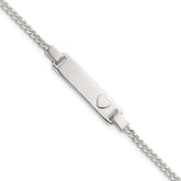 Sterling Silver Polished Raised Heart Curb Link Childrens 5.5 inch with 0.5 inch Extension ID Bracelet