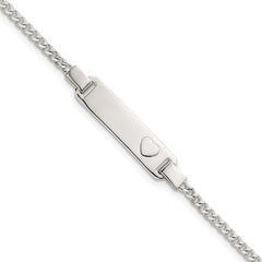 Sterling Silver Polished Raised Heart Curb Link Childrens 5.5 inch with 0.5 inch Extension ID Bracelet
