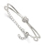 Sterling Silver Polished Twisted Heart Childrens Cuff Bracelet with Safety Chain