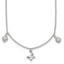 Sterling Silver Polished White CZ Heart/Flower/Butterfly Childrens 14 inch with 1 inch Extension Necklace