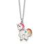 Rainbow Enameled Unicorn Necklace in Sterling Silver, 14 Inch - Sophia Jewelers