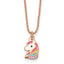 Sterling Silver Rose-tone Polished White and Rainbow Enameled Unicorn Childrens 14 inch Necklace