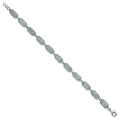 Sterling Silver Rhodium-plated Polished and Twisted Fancy Jade 7.5 Inch with .25 Inch Extension Bracelet