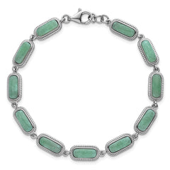 Sterling Silver Rhodium-plated Polished and Twisted Fancy Jade 7.5 Inch with .25 Inch Extension Bracelet