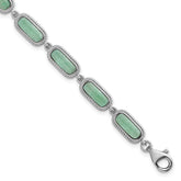 Sterling Silver Rhodium-plated Polished and Twisted Fancy Jade 7.5 Inch with .25 Inch Extension Bracelet