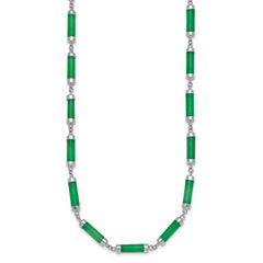 Sterling Silver Rhodium-plated Polished Jade Bars 16.75 Inch with 0.5 Inch Extension Necklace