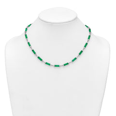 Sterling Silver Rhodium-plated Polished Jade Bars 16.75 Inch with 0.5 Inch Extension Necklace