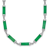 Sterling Silver Rhodium-plated Polished Jade Bars 16.75 Inch with 0.5 Inch Extension Necklace