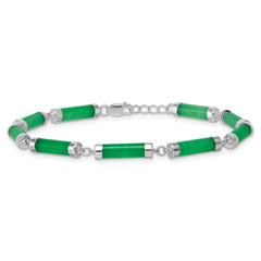 Sterling Silver Rhodium-plated Polished Jade Bars 8 Inch Bracelet