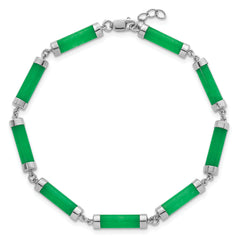 Sterling Silver Rhodium-plated Polished Jade Bars 8 Inch Bracelet