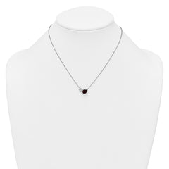 Sterling Silver Rhodium-plated Polished Pear Garnet and Emerald-cut White Topaz 16 Inch with 2 Inch Extension Necklace
