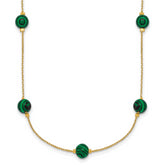Sterling Silver Gold-Tone Polished Lab Created Malachite 16 Inch with 2 Inch Extension Necklace