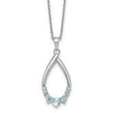 Sterling Silver Rhodium-plated Polished Swiss Blue Topaz Teardrop 16 Inch with 2 Inch Extension Necklace