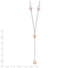 Sterling Silver Rhodium-plated 6-8mm Pink Teardrop and Semi-Round Freshwater Cultured Pearl 6-Station Y-Drop 16 inch Necklace