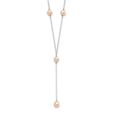 Sterling Silver Rhodium-plated 6-8mm Pink Teardrop and Semi-Round Freshwater Cultured Pearl 6-Station Y-Drop 16 inch Necklace