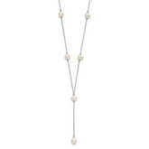 Sterling Silver Rhodium-plated 6-8mm White Teardrop and Semi-Round Freshwater Cultured Pearl 6-Station Y-Drop 16 inch Necklace