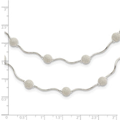 Sterling Silver Polished Spiral & Laser-cut Bead Multistrand With 2in ext Necklace