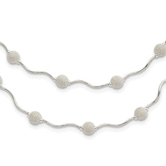 Sterling Silver Polished Spiral & Laser-cut Bead Multistrand With 2in ext Necklace