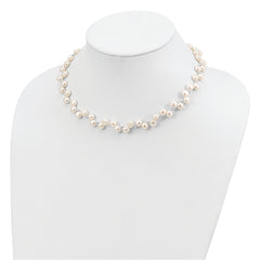 Sterling Silver FW Cultured Button Pearl 16in Necklace