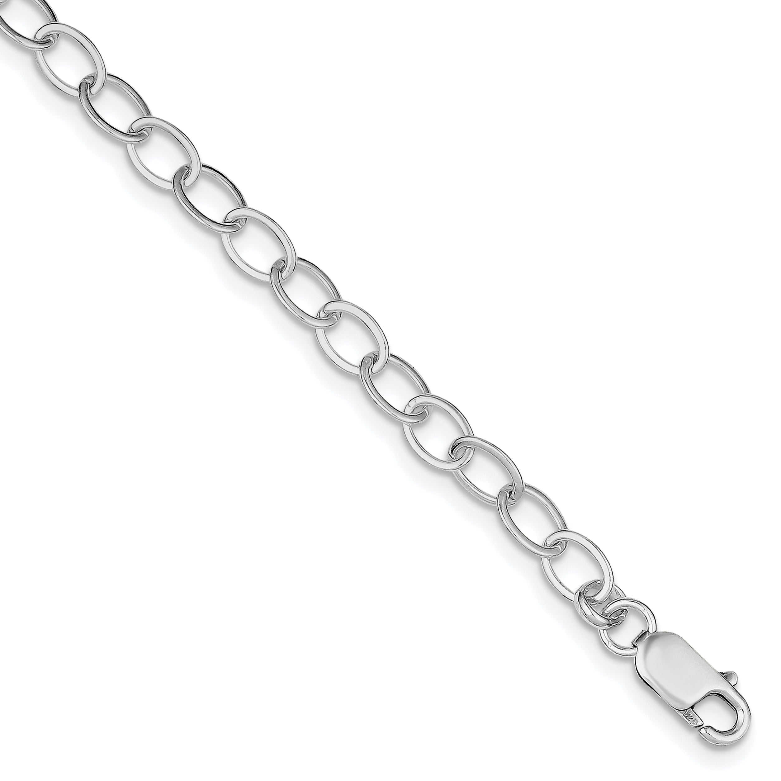 Amore La Vita Sterling Silver Rhodium-plated Polished 6mm 8.5 inch Fancy Link with Lobster Clasp Charm Bracelet