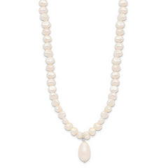 Sterling Silver FW Cultured Pearl Drop 18in Necklace